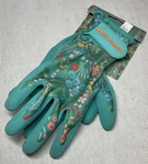 Kate Merritt Garden Gloves Turquoise Floral Size Small French Inspired Nip. Fixed Price $13.99.