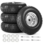 Upgraded 4.10/3.50-4 Tire And Wheel Flat Free, Inch Solid Rubb. Fixed Price $76.10.