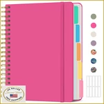 Berry Pink Hardcover Spiral Journal Notebook, 5-SUBJECT, 8.5"X11", 280 Pages. Fixed Price $34.98.