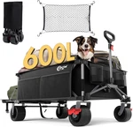 26" Extra Wide 55" Long Foldable Wagon With Tailgate, Large 600L Collapsible. Fixed Price $326.99.