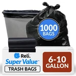 Reli. 6-10 Gallon Trash Bags 1000 Black Bathroom Strong Garbage. Fixed Price $80.73.