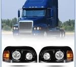 Headlights Freightliner Century 2004-2015 Pair Set Black- Halogen. Fixed Price $140.00.