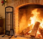 5 Pieces Fireplace Tool Set Stylish Simple Hearth Accessories With Poker, Ton.... Fixed Price $46.25.