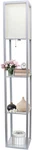 Simple Designs LF1014-GRY Etagere Organizer Storage Shelf Linen Shade Floor Lamp. Fixed Price $77.99.