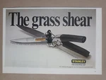 1960S Stanley Tools Grass Pruning Shear Cutter Scissors Vintage Poster Print Ad. Fixed Price $8.84.