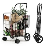 Homgx Flat Folding Shopping Cart, 130 Lbs Heavy Duty Utility W/ 360 Swi.... Fixed Price $88.45.