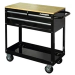 New Husky Black Rolling Tool Cart 36" 3-DRAWER W/ Wood Top Push-bar Side Handle. Fixed Price $309.92.