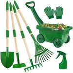 Duckura Kids Gardening Tools Set Wheelbarrow For 7PCS-GREEN. Fixed Price $54.07.