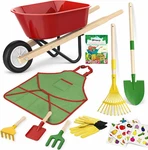 Qtioucp Kids Gardening Wheelbarrow Set, Metal & Wooden Tools For. Fixed Price $55.23.