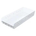 Akro-mils 30174SCLAR Shelf Storage Bin, Plastic, Clear, H, 11 1/8 W, 23. Fixed Price $10.89.