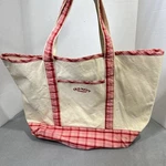 Vtg Old Navy Canvas Boat Tote Beach Bag Pink Plaid Trim Y2K. Fixed Price $24.95.