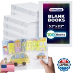 Hygloss Blank Books - Bulk 100 Pack 5.5 X 8.5 A5 White Paperback. Fixed Price $152.08.