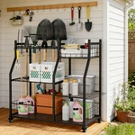 Garden Tool Rack Holder Heavy Duty Organiser Metal Storage W/ Wheels. Fixed Price $75.90.