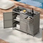 47.5"W Wicker Outdoor Storage Cabinet With Tempered Glass Desktop. Fixed Price $274.50.