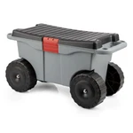 Pure Rolling Cart With Seat, Plastic Storage Gardening Stool, Gray. Fixed Price $44.99.