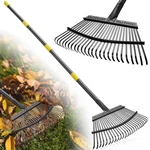 18" Metal Leaf Rake, 65" Adjustable Handle, 25 Tines, Heavy-duty Garden. Fixed Price $32.98.