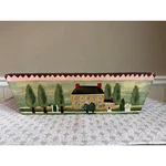 Hand Painted Folk Art Wooden Colonial House Planter Box Primitive Country Decor. Fixed Price $40.00.