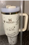 Stanley Snoopy Stainless Steel Tumbler Beige With Handle Lid Cool Serene Peanuts. Fixed Price $89.00.
