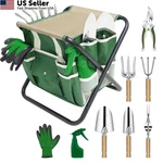 Hohaing Garden Set, 10 Piece Kit With Heavy Duty Folding Stool, Green. Fixed Price $60.66.
