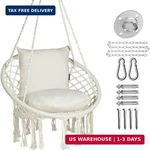 Joyview Macrame Hammock Chair Hanging Swing Max 330 Lbs With 2 Cushions. Fixed Price $104.67.