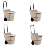 Suncast 15 Gallon Poly Multipurpose Rolling Lawn And Garden Cart, Taupe (4 Pack). Fixed Price $269.99.