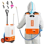 Vevor Battery Powered Backpack Sprayer With Wheel Gal Tank 0-94 Psi Adjustable. Fixed Price $116.90.