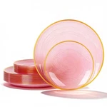 N9R 60PC Pink Plastic Plates W/ Gold Rim - 30 Dinner & Dessert. Fixed Price $41.98.