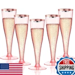 Torchero 100-PACK Pink Rim Plastic Champagne Flutes Disposable Wine Glasses. Fixed Price $48.58.