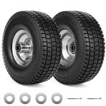 (2-PACK) Rrq 4.10/3.50-4 Flat Free Tire And Wheel, 10" Heavy Duty Solid .... Fixed Price $43.72.