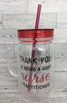 Double Wall Insulated Mason Jar Plastic Drinking Cups Nurse's Day Gift 20OZ. Fixed Price $15.00.