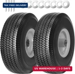 Simeiqi 2PACK 4.10/3.50-4" Solid Pu Run-flat Tire Wheel With 5/8"AXLE Bore. Fixed Price $56.61.