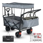Skymanor Collapsible Wagon With Removable Canopy, 3-IN-1 Upgraded Gray. Fixed Price $236.87.