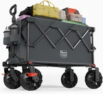 Outdoor Collapsible Folding Wagon With Brakes And Cup Holders, 500LBS Heavy Duty. Fixed Price $109.99.