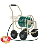 Fdw Garden Hose Reel Cart 4 Wheels, Heavy Duty Steel, Storage Basket. Fixed Price $182.99.