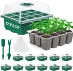 12 Pack Seed Starter Tray Kit With Humidity Adjustable Dome Green. Fixed Price $16.75.
