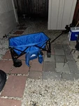Ozark Trail Quad-folding Wagon With Oversized Wheels, Telescoping Handle Blue. Fixed Price $55.25.