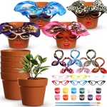 6 Set Cute Face Flower Head Planter Funny Pots Painting Kit Include.... Fixed Price $40.56.