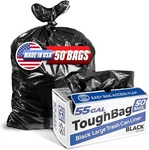 Toughbag Trash Bags 55 Gallon Large Black Can Liners 50-60 Gal, Count. Fixed Price $43.72.