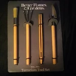 Better Homes & Gardens Terrarium Tool Set Wood Metal Rake Shovel Brush Tweezers!. Fixed Price $10.00.