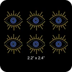 Sheet Of 6 Evil Eye Lucky Hamsa Rhinestone Transfer Hotfix Bling Iron. Fixed Price $10.49.