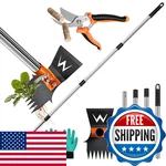 Garden Hoe & Weed Puller Tool, 60" Handle, 3-IN-1 Rake, Grabber, Pruning Shears. Fixed Price $34.45.