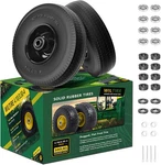 (2 Pack) 4.10/3.50-4 Flat Free Tire And Wheel 10-INCH Solid Replacement Wi. Fixed Price $69.16.
