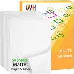 Qyh Printable Vinyl Sticker Paper For Inkjet & Laser 50 Sheets, Matte White. Fixed Price $18.92.