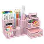 Reeplan Mesh Desk Organizer, Pen With 2 Drawers And 5 Pink. Fixed Price $24.99.