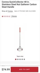 Nut Gatherer 48" Carbon Steel Handle, Gray/red - Corona Lg 3694 Quickcollector. Fixed Price $45.00.