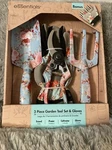 Essentials Garden Tool Set & Gloves Blue Floral Trowel Pruner Cultivator. Fixed Price $18.00.