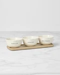 Kate Spade New York What Treat Dip Bowls With Tray Set Of 3 Nib Porcelain. Fixed Price $62.10.
