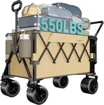 Sunnyfeel 550LB Foldable Wagon, Push Pull Cart, Tailgate, Grey. Fixed Price $163.56.