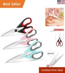 Modern 3-PACK Kitchen Scissors Removable Stainless Steel Blades, Sharp & Safe. Fixed Price $23.99.