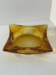 Vintage Mcm Amber Glass Square 4 Point Ashtray Paint Brush Holder Trinket Dish. Fixed Price $16.00.